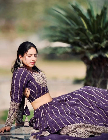 Premium Heavy Faux Georgette Heavy Embroidery sequence Work Ready to Wear Lehenga Choli Set