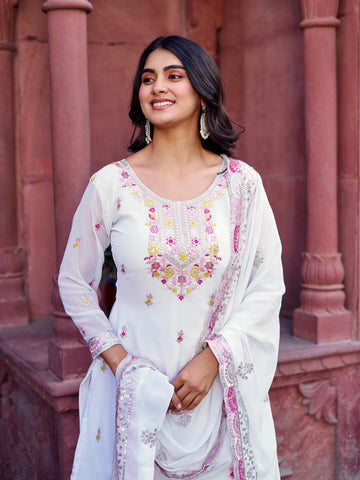 Premium Faux Georgette Silk with thread & Sequence Work Fancy Suit Set