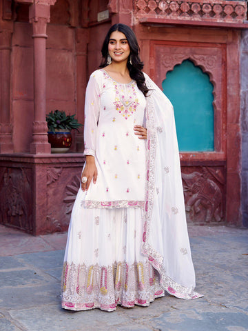 Premium Faux Georgette Silk with thread & Sequence Work Fancy Suit Set