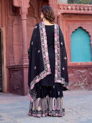 Premium Faux Georgette Silk with thread & Sequence Work Fancy Suit Set