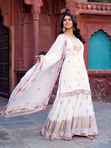 Premium Faux Georgette Silk with thread & Sequence Work Fancy Suit Set