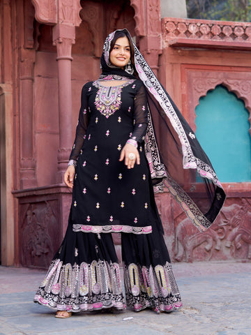 Premium Faux Georgette Silk with thread & Sequence Work Fancy Suit Set