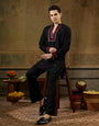 Black Rayon Embroidery Mirror Work Kurta Set | Tulip Designer