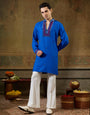 Royal Blue Rayon Mirror V Neck Kurta Set | Tulip Designer