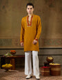 Classic Mustard Rayon V Neck Kurta Set | Tulip Designer