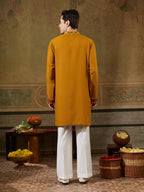 Classic Mustard Rayon V Neck Kurta Set | Tulip Designer