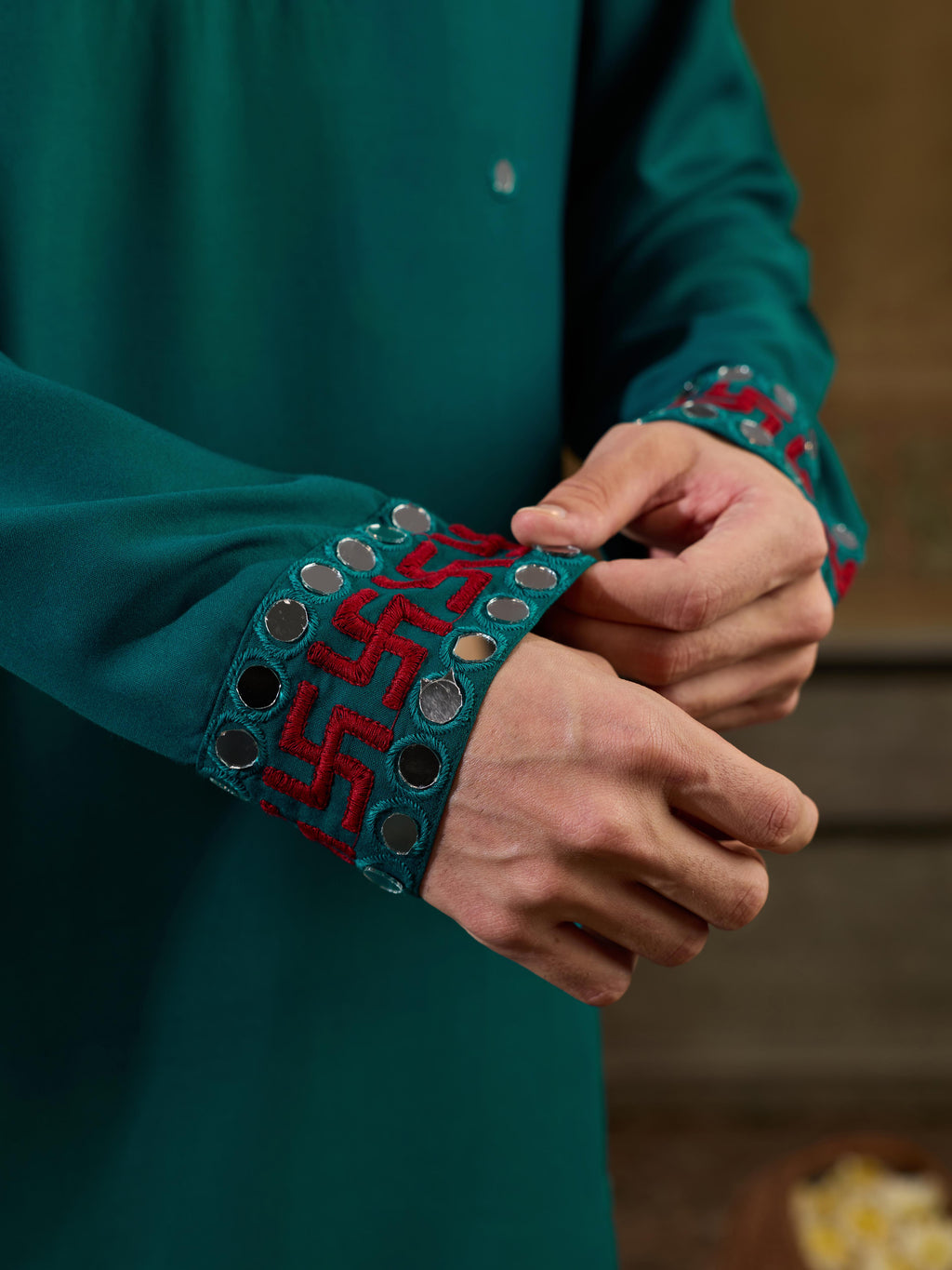 Green Rayon Embroidered Kurta Set | Tulip Designer