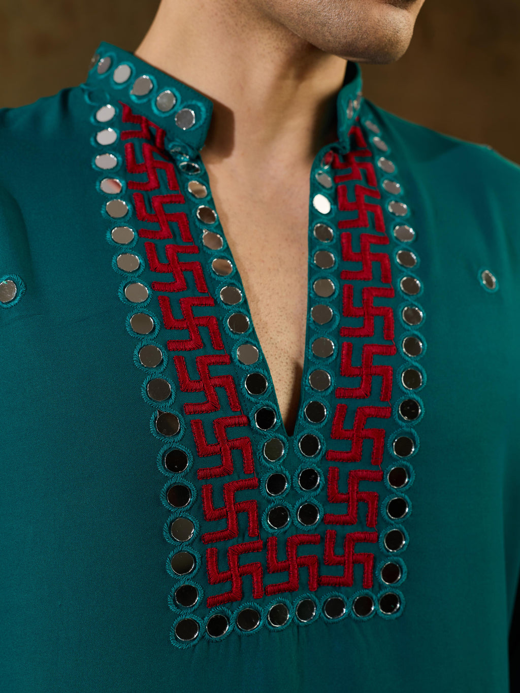 Green Rayon Embroidered Kurta Set | Tulip Designer