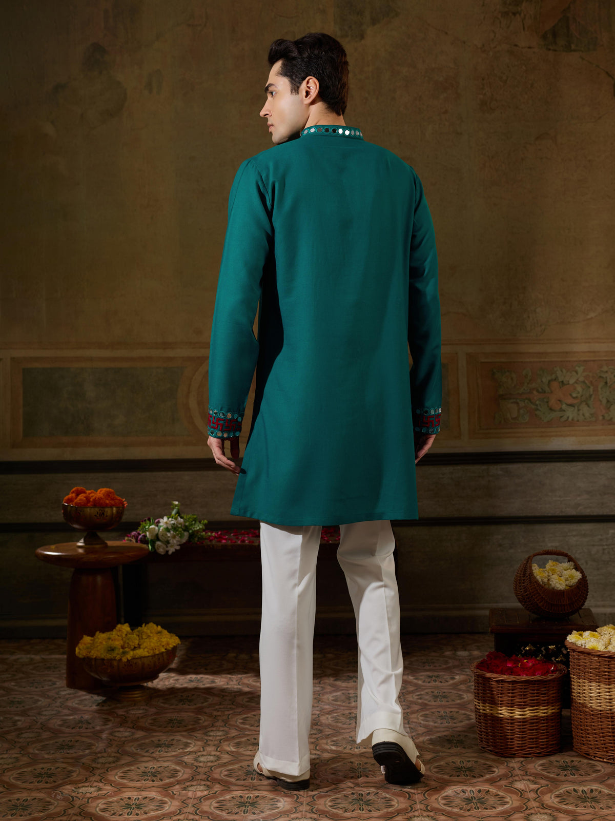 Green Rayon Embroidered Kurta Set | Tulip Designer
