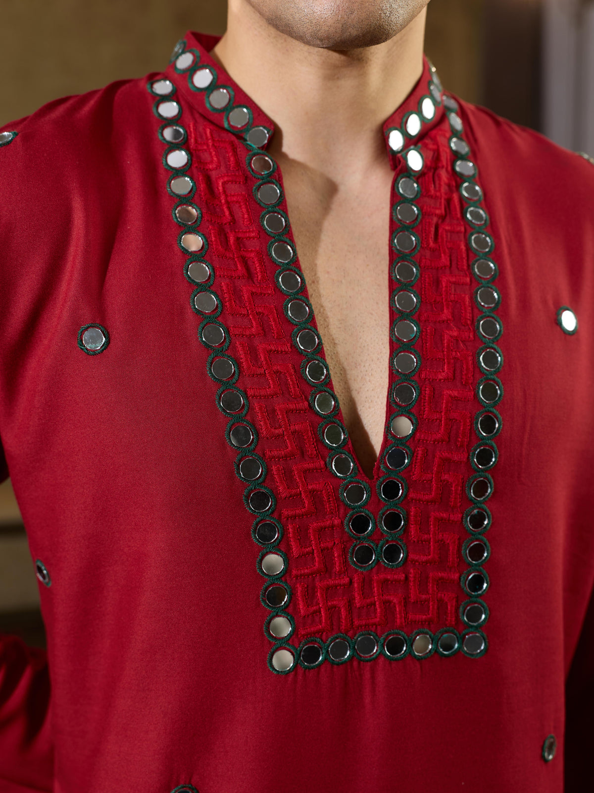 Maroon Rayon Mirror Kurta Set | Tulip Designer