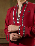 Maroon Rayon Mirror Kurta Set | Tulip Designer