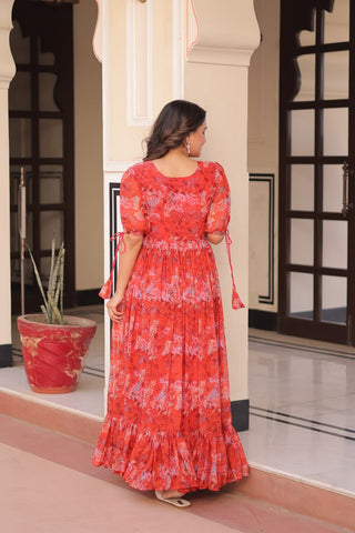 Premium Faux Georgette With Print Work Gown