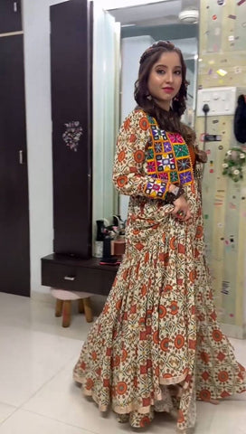 Navratri Special Pure Cotton with 6 Meter Big Flair Lehenga Choli Set