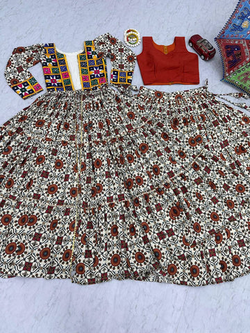 Navratri Special Pure Cotton with 6 Meter Big Flair Lehenga Choli Set