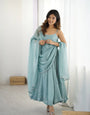 Pure Crunch Silk Chanderi Fabric Anarkali Suit Comes With Duppatta & Pant