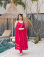 Pure Soft Roman Silk Chanderi Fabric Anarkali Suit Comes With Duppatta & Pant - Pink