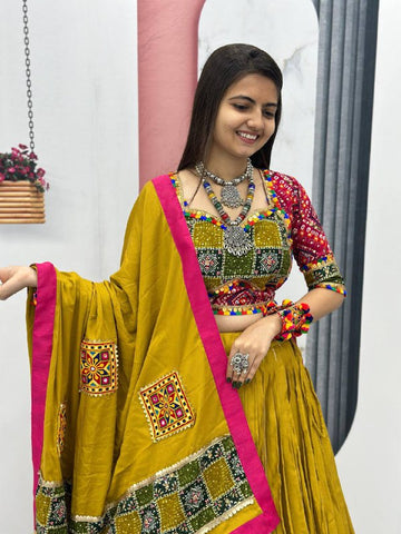 Navratri Special Pure Cotton with 6 Meter Big Flair Lehenga Choli Set