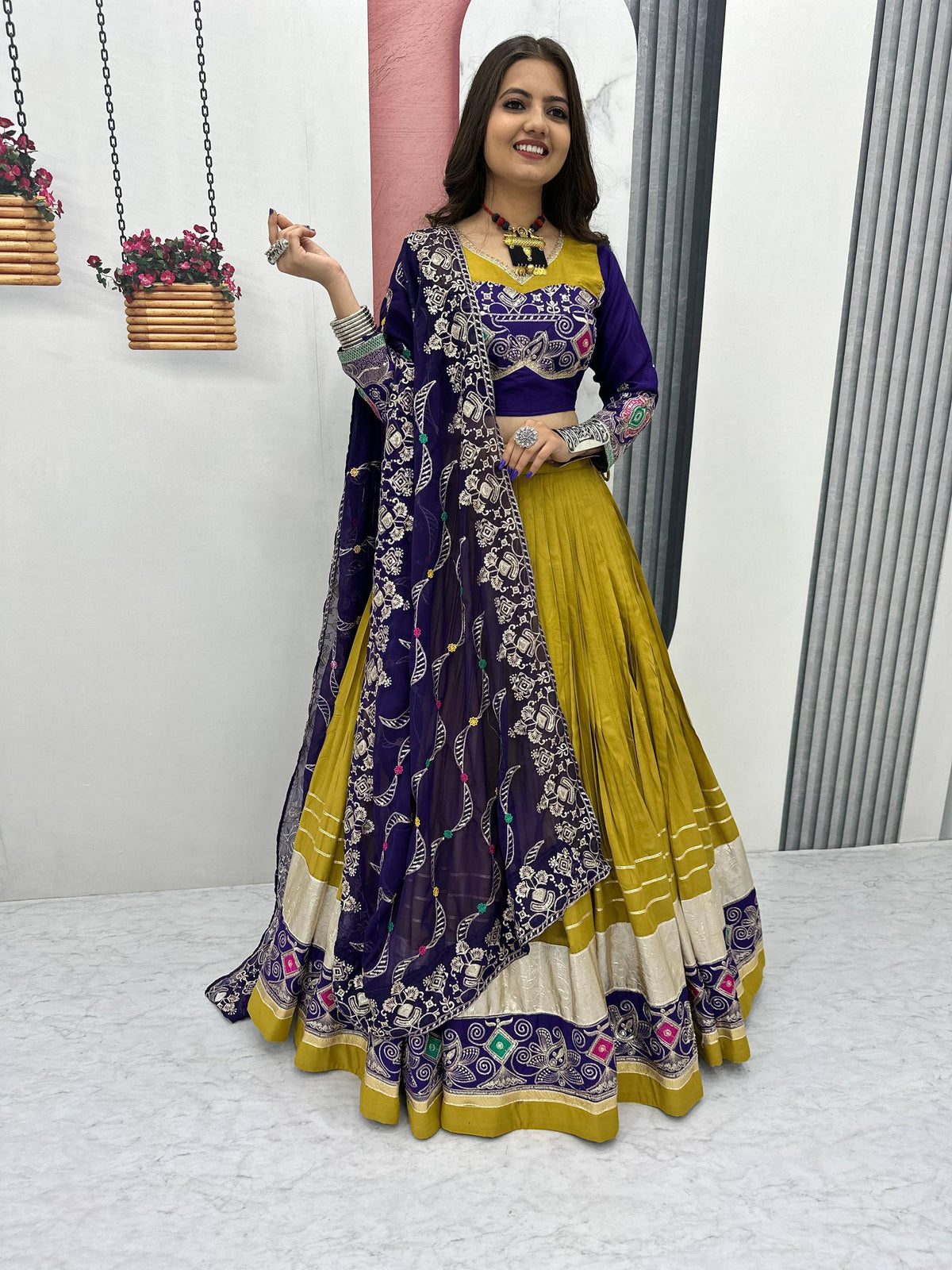 Festive Special Pure Cotton with 6 Meter Huge Flair Ready to Wear Lehenga Choli Set