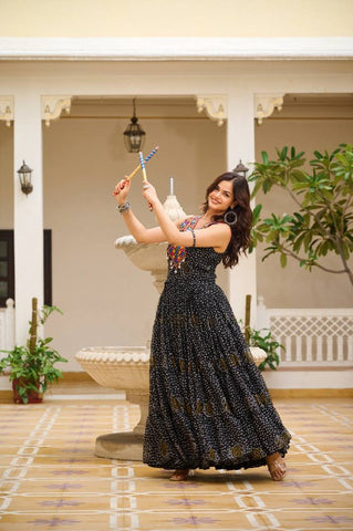 Special Georgette Bandhani Print Gown with 12 Meter Huge Flair For Navratri