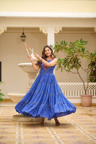 Special Georgette Bandhani Print Gown with 12 Meter Huge Flair For Navratri