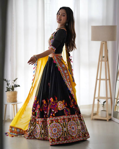 Premium Faux Georgette Silk with Original Mirror & Thread work Lehenga Choli Set