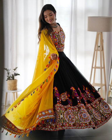 Premium Faux Georgette Silk with Original Mirror & Thread work Lehenga Choli Set