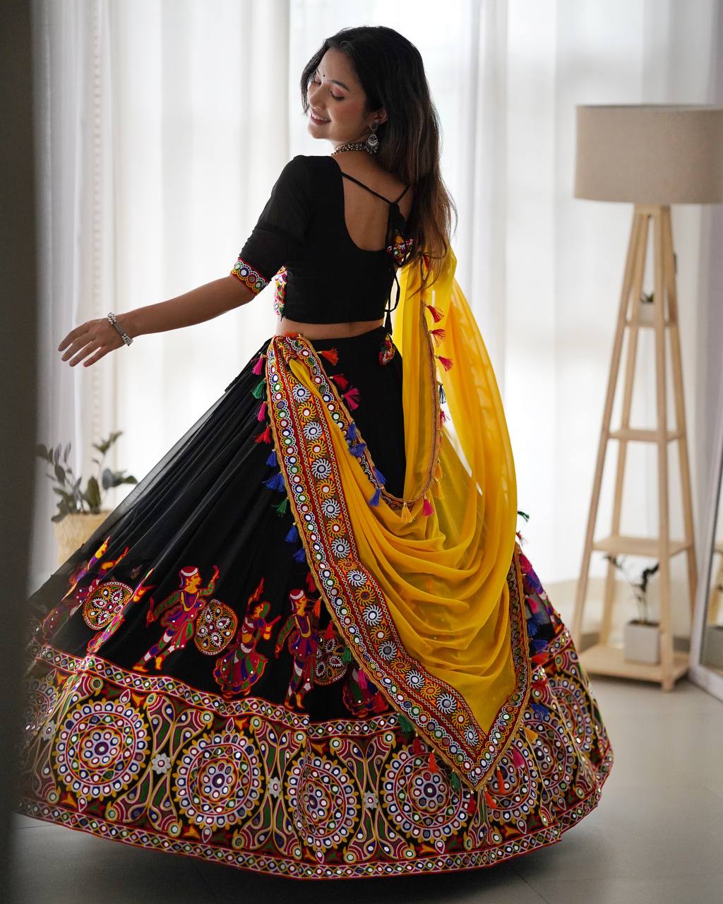 Premium Faux Georgette Silk with Original Mirror & Thread work Lehenga Choli Set