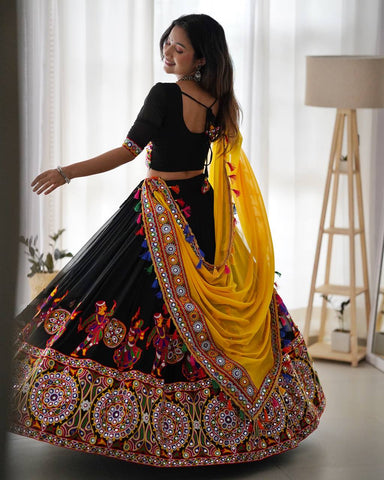 Premium Faux Georgette Silk with Original Mirror & Thread work Lehenga Choli Set