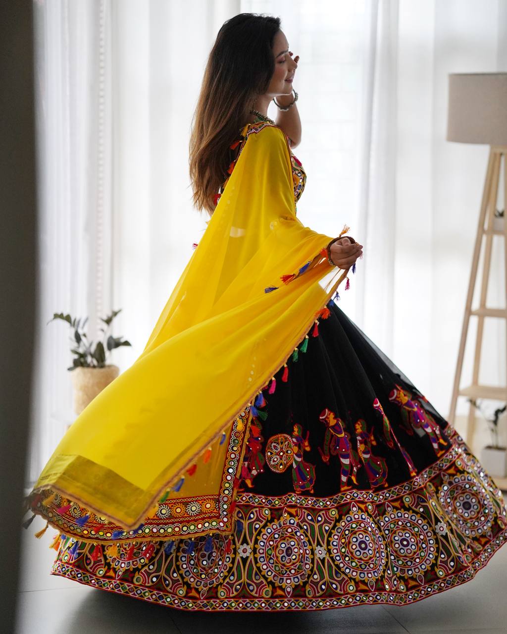 Premium Faux Georgette Silk with Original Mirror & Thread work Lehenga Choli Set