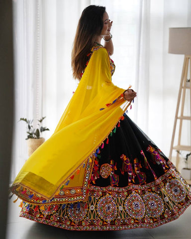 Premium Faux Georgette Silk with Original Mirror & Thread work Lehenga Choli Set