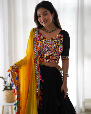Premium Faux Georgette Silk with Original Mirror & Thread work Lehenga Choli Set