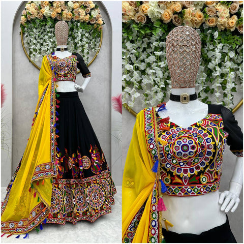Premium Faux Georgette Silk with Original Mirror & Thread work Lehenga Choli Set