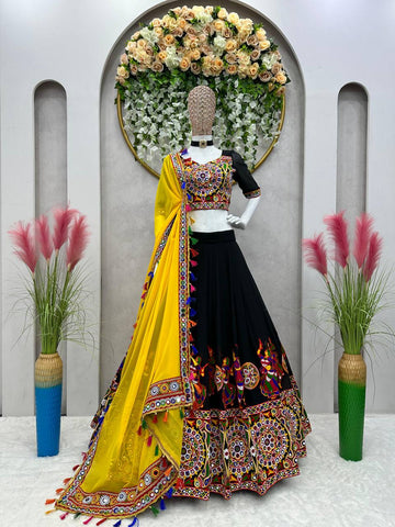 Premium Faux Georgette Silk with Original Mirror & Thread work Lehenga Choli Set