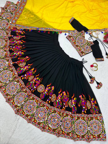 Premium Faux Georgette Silk with Original Mirror & Thread work Lehenga Choli Set