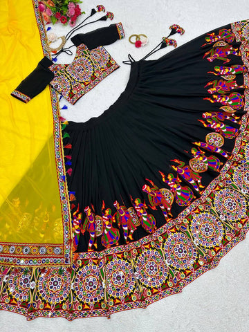 Premium Faux Georgette Silk with Original Mirror & Thread work Lehenga Choli Set