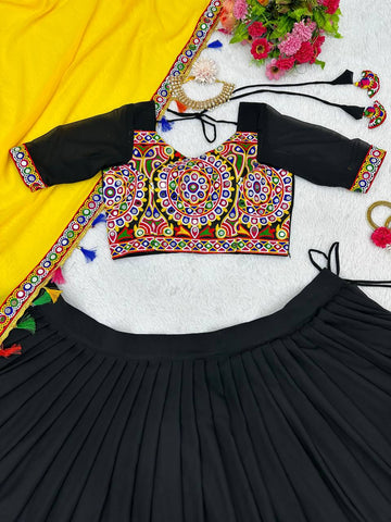Premium Faux Georgette Silk with Original Mirror & Thread work Lehenga Choli Set