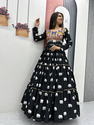 Navratri Special Pure Cotton with 9 Meter Huge Flair Gown