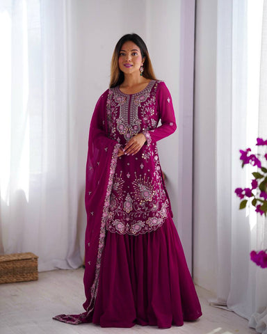 Premium Faux Georgette Silk with Thread & Sequence work Fancy Suit Set
