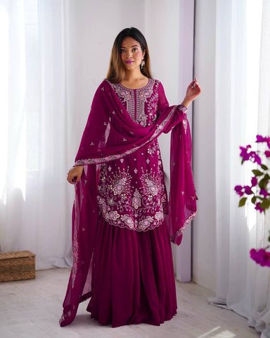 Premium Faux Georgette Silk with Thread & Sequence work Fancy Suit Set