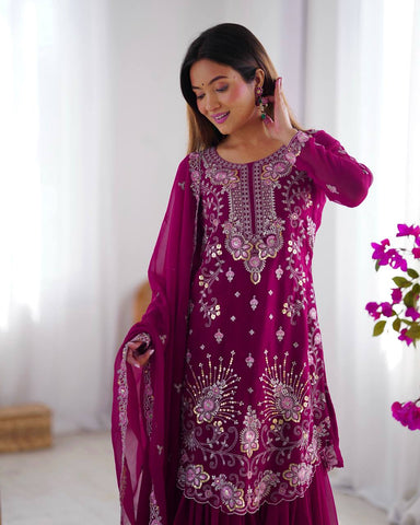Premium Faux Georgette Silk with Thread & Sequence work Fancy Suit Set