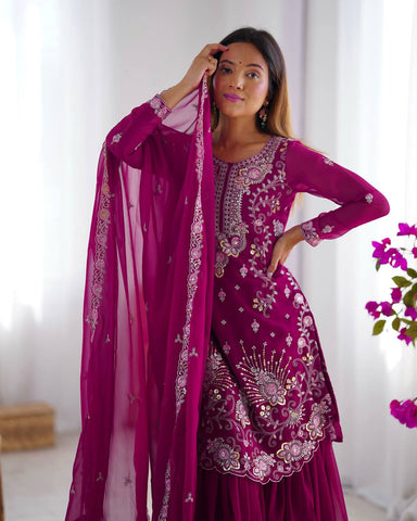 Premium Faux Georgette Silk with Thread & Sequence work Fancy Suit Set