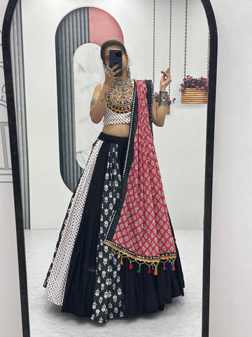 Navratri Special Pure Cotton with 8 Meter Huge Flair Ready to Wear Lehenga Choli Set