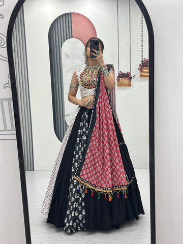 Navratri Special Pure Cotton with 8 Meter Huge Flair Ready to Wear Lehenga Choli Set