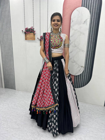 Navratri Special Pure Cotton with 8 Meter Huge Flair Ready to Wear Lehenga Choli Set