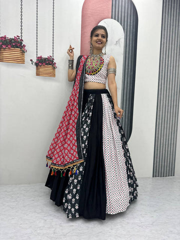 Navratri Special Pure Cotton with 8 Meter Huge Flair Ready to Wear Lehenga Choli Set