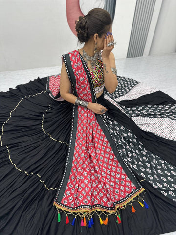 Navratri Special Pure Cotton with 8 Meter Huge Flair Ready to Wear Lehenga Choli Set