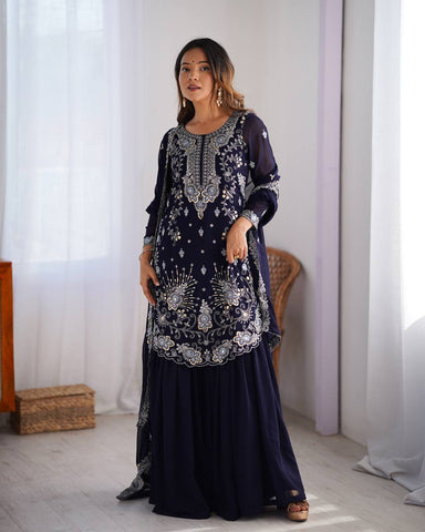 Premium Faux Georgette Silk with Thread & Sequence work Fancy Suit Set