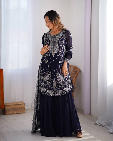 Premium Faux Georgette Silk with Thread & Sequence work Fancy Suit Set