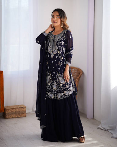 Premium Faux Georgette Silk with Thread & Sequence work Fancy Suit Set