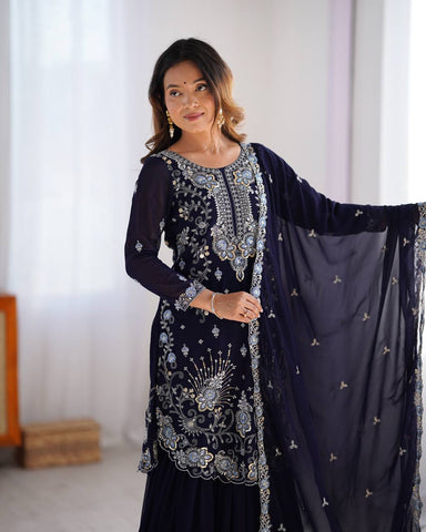 Premium Faux Georgette Silk with Thread & Sequence work Fancy Suit Set
